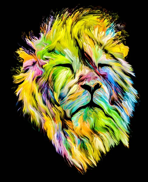 Serie Pintura Animal Retrato León Pintura Colorida Sobre Temas Imaginación — Foto de Stock