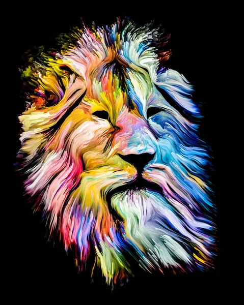 Serie Pintura Animal Retrato León Pintura Colorida Sobre Temas Imaginación — Foto de Stock