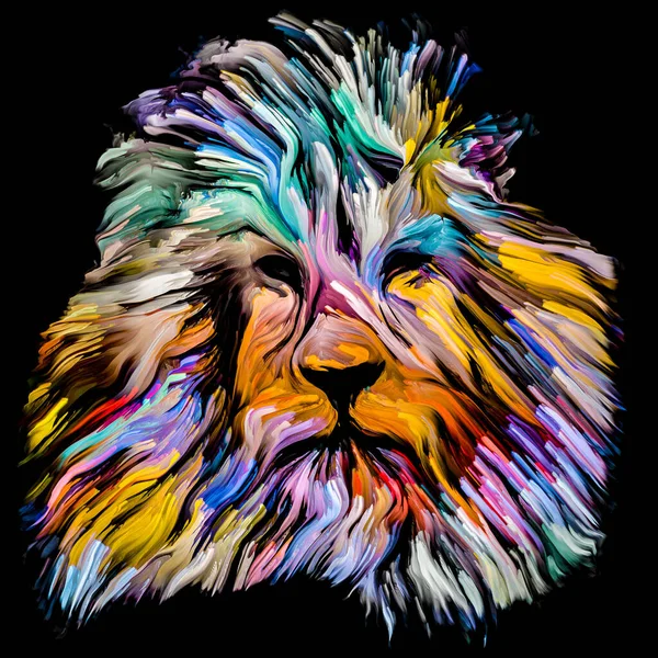 Serie Pintura Animal Retrato Multicolor León Pintura Vibrante Sobre Tema —  Fotos de Stock