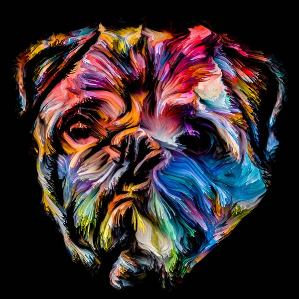 Animal Paint series. Dog\'s head in colorful paint on subject of imagination, creativity and abstract art.
