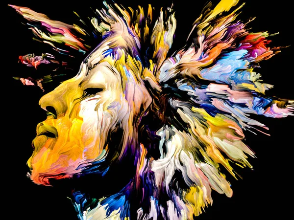 Ansiktet Color Serien Färgglada Abstrakt Närbild Porträtt Temat Kreativitet Imaginat — Stockfoto