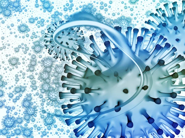 Coronavirus Mikro Dünyası. Viral Salgın Serisi. Coronavirus parçacıkları ve mikro uzay elementlerinin virüs, salgın, enfeksiyon, hastalık ve sağlık projelerinde arka plan görevi görmesi için 3D Illustration