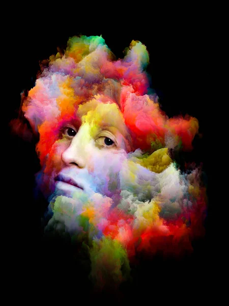 Ženský Portrét Řadě Vnitřní Barva Složení Lidské Tváře Abstraktní Barvy — Stock fotografie