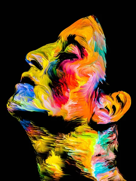 Színes Emberek Sorozata Multicolor Absztrakt Portré Fiatal Témában Kreativitás Képzelet — Stock Fotó