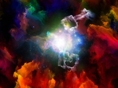 Sıvı Dünyası. Organik Numara serisi. Belirsizlik, kuantum teorisi, bilim ve felsefe projeleri için çarpıtılmış sayıların, ışıkların ve tasarım elementlerinin bileşimi