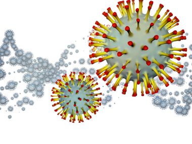 Coronavirus Boşluğu. Viral Salgın Serisi. Virüs, salgın, enfeksiyon, hastalık ve sağlık konularındaki projeler için 3 boyutlu Coronavirus parçacıkları ve mikro uzay elementleri