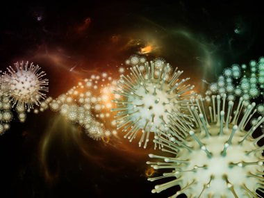 Coronavirus Gerçekliği. Viral Salgın Serisi. Virüs, salgın hastalık, enfeksiyon, hastalık ve sağlık konularındaki tasarımları tamamlamak için üç boyutlu Coronavirus parçacıkları ve mikro uzay elementleri