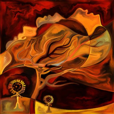 Virüs serisini girin. Enfeksiyon, ölüm, ölüm, şiir ve ruhani boyut konularında tarih öncesi petrogliflerin, insan, kuğu ve viral siluetlerin dramatik kompozisyonu.