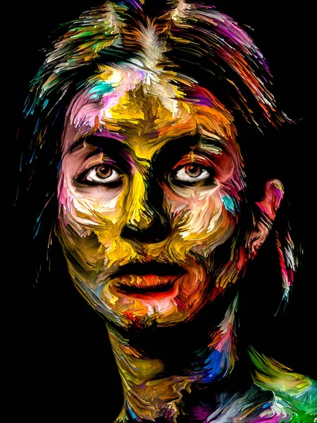 People of Color series. Multicolor abstract portrait of young woman on subject of creativity, imagination and art.