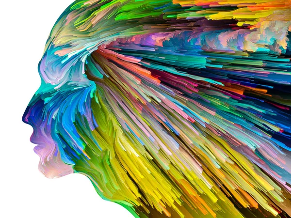 Menschliche Profile Isoliert Auf Schlichtem Hintergrund Mit Bunten Farbwirbeln Inneren — Stockfoto