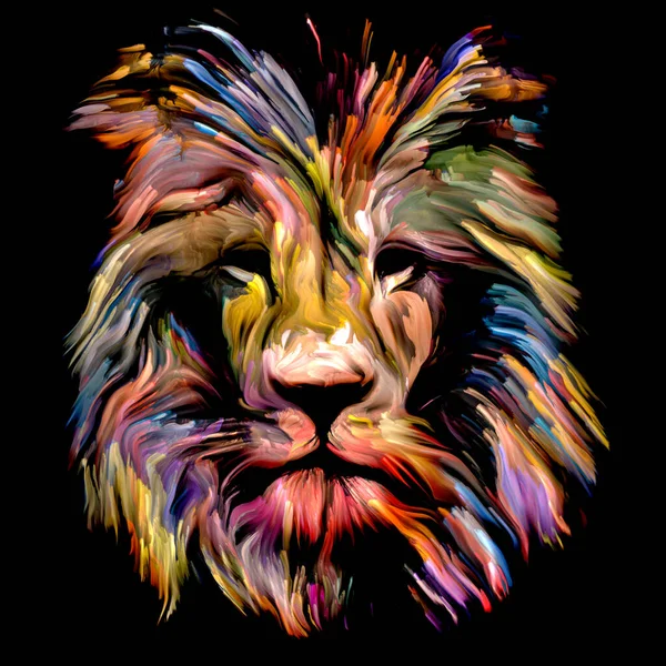 Serie Pintura Animal Forma León Pintura Colorida Sobre Tema Imaginación — Foto de Stock