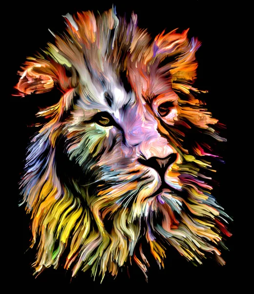 Série Pintura Animal Forma Leão Tinta Colorida Sobre Tema Imaginação — Fotografia de Stock