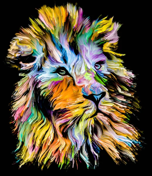 Animal Paint Series Lion Multicolor Portrait Vibrant Paint Subject Imagination — Stock Photo, Image