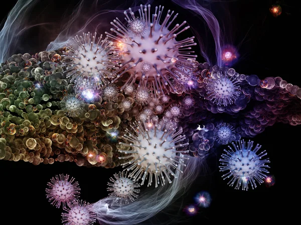 Rendering Coronavirus Virus Particle Micro Environment Elements Subject Virové Infekce — Stock fotografie