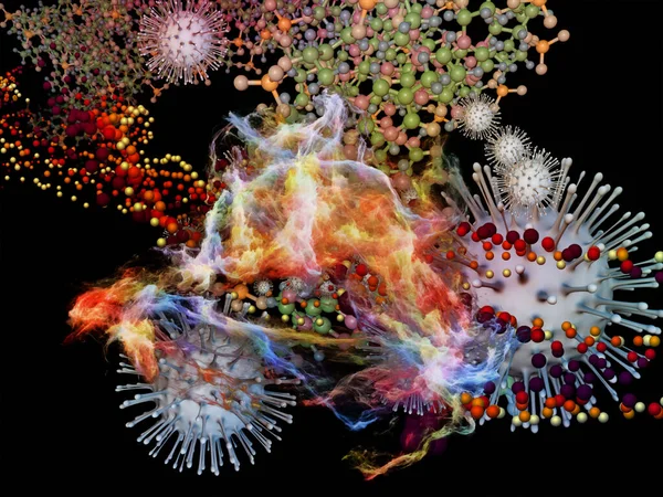 Rendering Particelle Multiple Virus Coronavirus Elementi Astratti Tridimensionali Sul Tema — Foto Stock