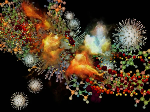 Rendering Coronavirus Virus Particle Three Dimensional Abstract Molecular Elements Subject — Stock Photo, Image