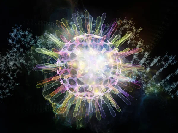 Rendering Translucent Colorful Viral Particles Subject Virus Covid Infection Disease — Stock Photo, Image