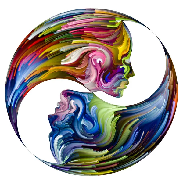 Emotionele Palet Serie Yin Yang Wervelend Palet Abstract Schilderen Van — Stockfoto