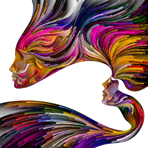Emocjonalna Seria Paletek Siły Przednie Abstrakcyjne Malowanie Żywych Barw Kobiecych — Zdjęcie stockowe