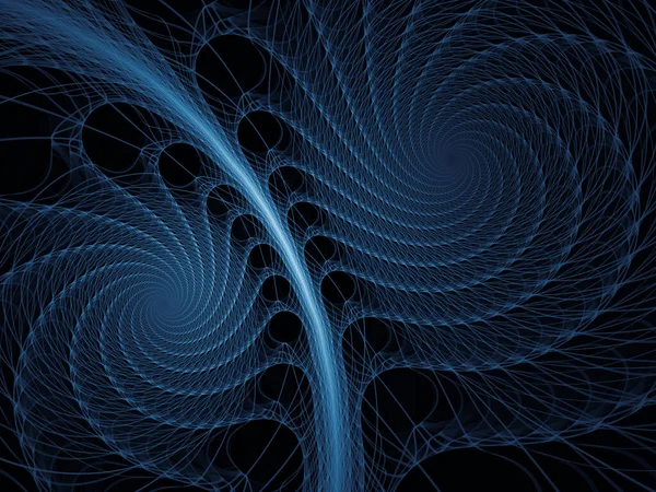 Seria Wizualizacji Matematyki Niebieskie Linie Fraktalnego Wszechświata Intrygujące Oddawanie Wirtualnej — Zdjęcie stockowe