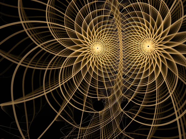 Visualiserende Wiskunde Serie Gouden Lijnen Van Het Fractaal Universum Ingewikkelde — Stockfoto