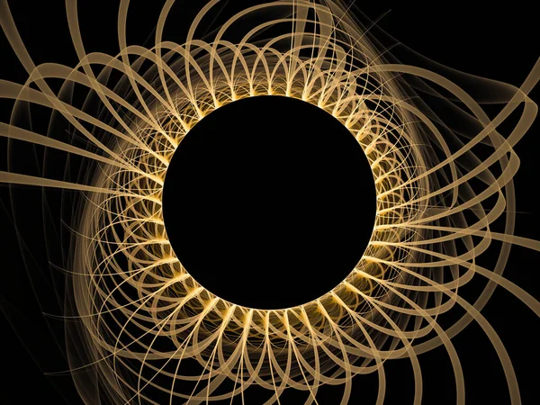 Seria Wizualizacji Matematyki Złote Linie Fraktalnego Wszechświata Intrygujące Oddawanie Wirtualnej — Zdjęcie stockowe