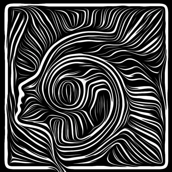 Digital Scratchboard Life Lines Series Abstract Design Made Human Profile — Stock Photo, Image