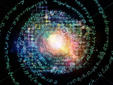 Mucize Matematik serisi. El yazısı formüllerin ve bilim ve teknoloji konularındaki soyut elementlerin etkileşimi