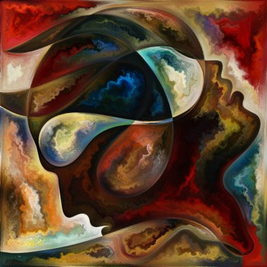 İç Form. Colors In Us serisi. İnsan siluetlerinin düzenlenmesi, sanat dokuları ve renklerin hayat, drama, şiir ve algı teması üzerine etkileşimi