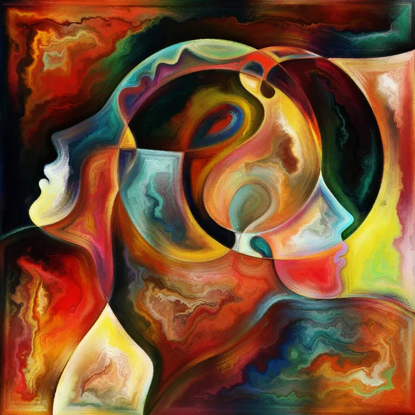 Spectral Flow. Colors In Us series. Abstract design made of human silhouettes, art textures and colors interplay related to life, drama, poetry and perception