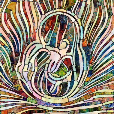 Çok renkli ışık. Lekeli Camlar Birliği serisi. Parçalanma, sanat, şiir ve tasarım birliğinin bir metaforu olarak renk ve doku parçalarından oluşan tasarım