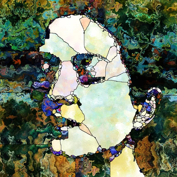 Stained Glass Portrait Young Woman Study Subject Art Design — Stock Photo, Image