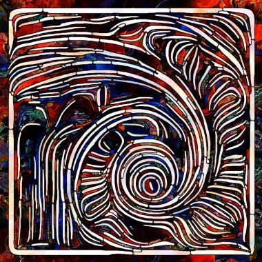 Kırık Renk. Lekeli Camlar Birliği serisi. Parçalanma, sanat, şiir ve tasarım birliğinin kavramsal ilişkisindeki renk ve doku parçalarının yaratıcı düzenlenmesi