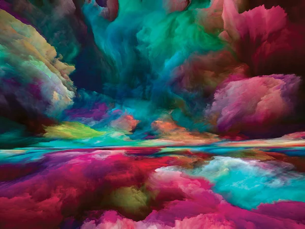 死後の雲 現実逃避シリーズ 風景画 想像力 創造性 芸術に関連するシュールな日の出の色やテクスチャで作られた抽象的なデザイン — ストック写真