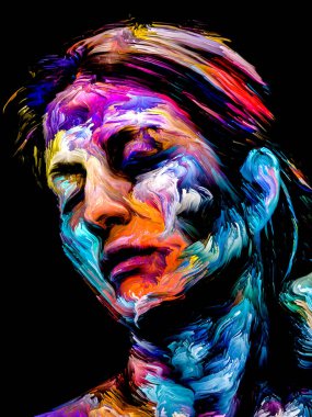 Renkli Kadın serisi. Yaratıcılık, hayal gücü ve sanat konusunda genç bir kadının doğal medya portresi.