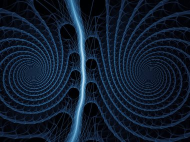 Matematik serisi görselleştiriliyor. Fraktal Evren 'in Mavi Çizgileri. Bilimsel, eğitim ve teknolojik altyapılar için sanal topolojinin karmaşık sunumu.