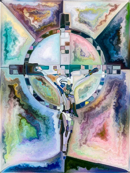 Color Cruz Vidrieras Serie Composición Del Patrón Color Ventana Iglesia — Foto de Stock