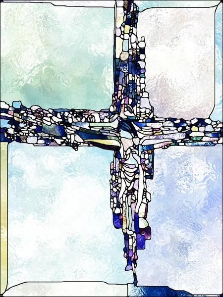 Shards Faith Cross Stained Glass Series Abstract Composition Organic Church — Stock Photo, Image