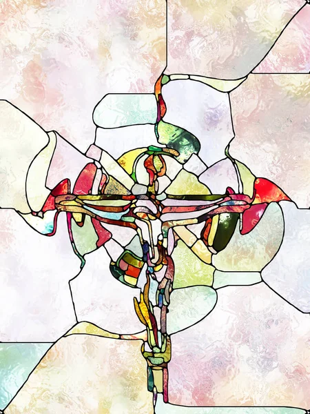 Textuur Van Het Geloof Cross Stained Glass Serie Visueel Aangename — Stockfoto