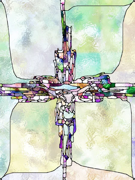 Spectral Faith Cross Stained Glass Series Arrangement Motif Couleur Fenêtre — Photo