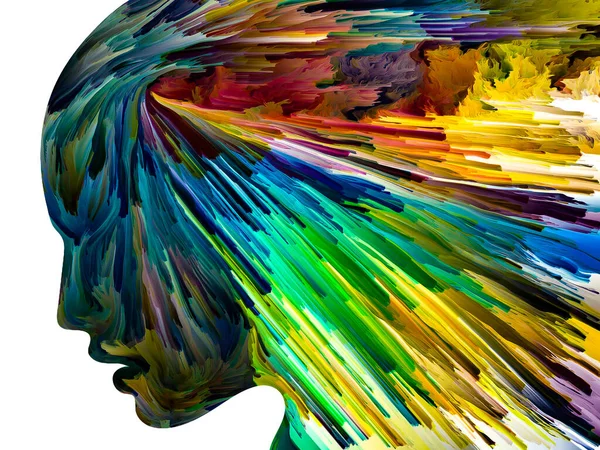 생각을 방해하는 요소들 인간의 실루엣 거무스름 페인트가 심리학 우울증 창조성과 — 스톡 사진