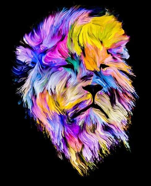 Animal Paint Series Lion Portrait Colorful Paint Subject Imagination Creativity — Stock Photo, Image