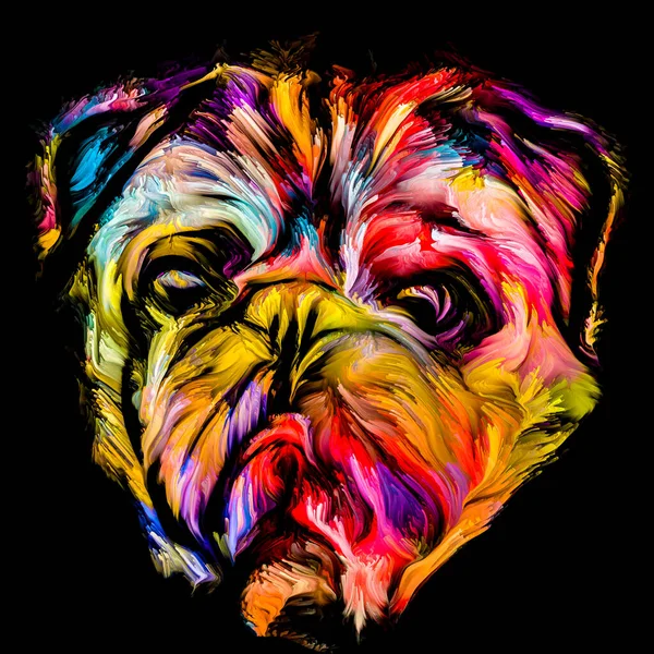 Animal Paint Series Dog Head Colorful Paint Subject Imagination Creativity — Stock Photo, Image