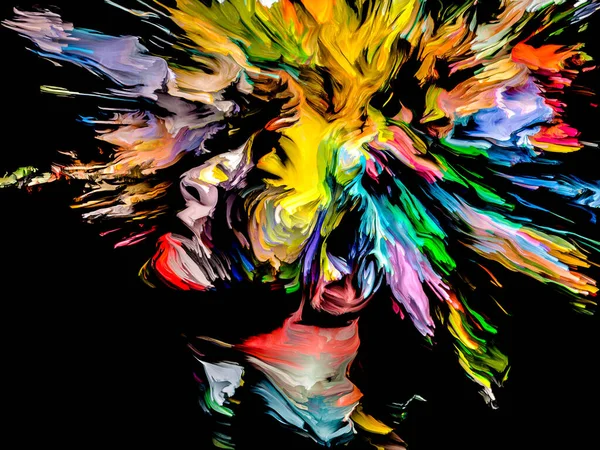 Painter Mind Face Paint Series Composition Colorful Portrait Young Woman — Stock Photo, Image