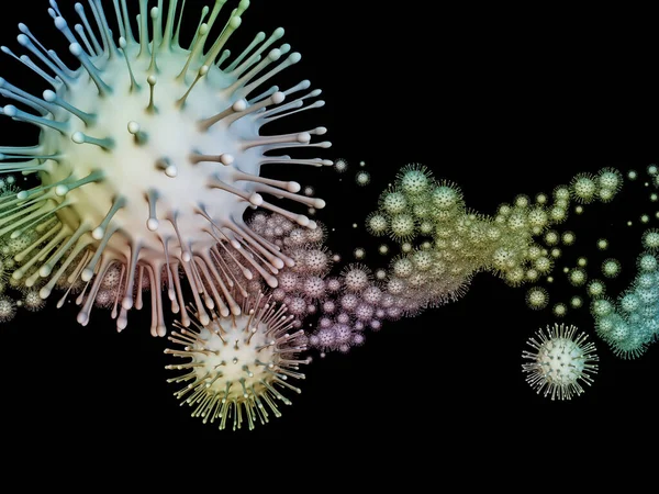 Coronavirus Gerçekliği. Viral Salgın Serisi. Koronavirüs parçacıkları ve mikro uzay elementlerinin virüs, salgın hastalık, enfeksiyon, hastalık ve sağlıkla ilişkili 3D çizimi