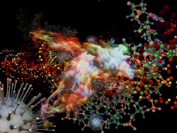 Rendu Particules Virus Coronavirus Éléments Moléculaires Abstraits Tridimensionnels Sur Sujet — Photo