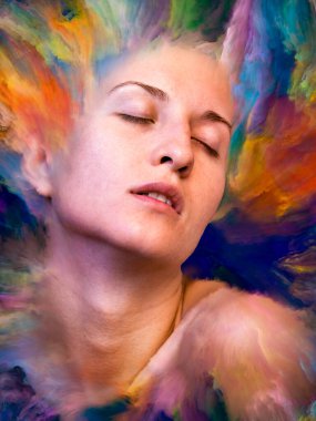 Dünya serisi. Duygular, duygular, iç dünya, yaratıcılık ve hayal gücü konularında kadın portresinin etkileşimi.