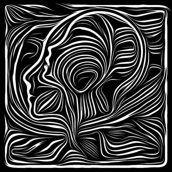 Digital Woodcut Life Lines Series Graphic Composition Human Profile Woodcut — Stock Photo, Image