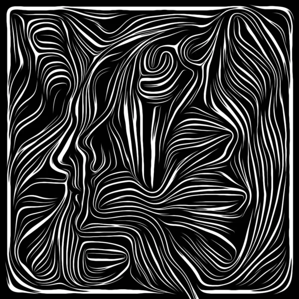 Digital Woodcut Life Lines Series Composition Human Profile Woodcut Pattern — Stock Photo, Image