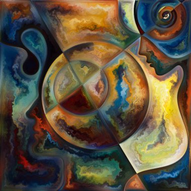 Gökkuşağı Zihni. Colors In Us serisi. İnsan siluetinin arka plan tasarımı, sanat dokuları ve renkleri yaşam, drama, şiir ve algı konularında etkileşim gösteriyor